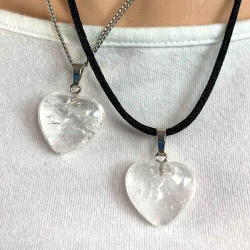Clear Quartz, pendant, natural stone, heart shape - Image 6