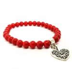 Vesta, Handmade Natural Stone Bracelet, Coral - Image 4