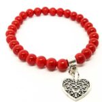 Vesta, Handmade Natural Stone Bracelet, Coral