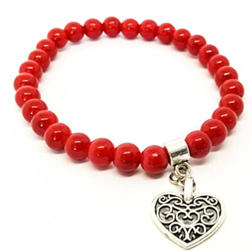 Vesta, Handmade Natural Stone Bracelet, Coral