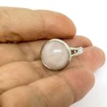 Rose Quartz Stretch Ring, 10 or 12 mm - Image 2