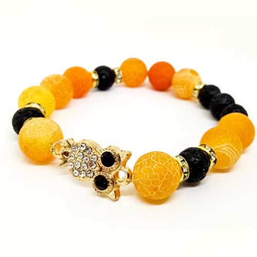 znanie-i-mudrost-ruchno-izrabotena-grivna-napukasn-ahat-lava-10777076-7 Knowledge and Wisdom, Natural Stone Bracelet - Image 1