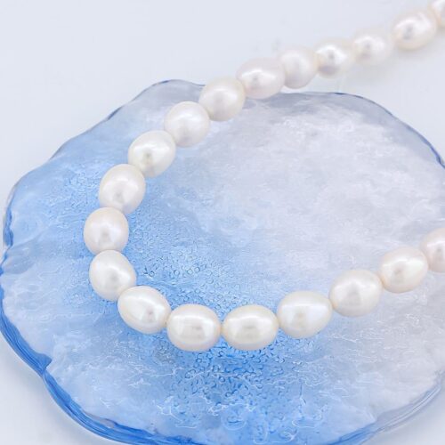 Yemanja, necklace, natural Pearl, 5x6 mm, white - Image 8