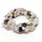 Tender Love, Luxury Set - Bracelet, Earrings and Necklace with Rose Quartz, Peridot, Pearl, Amethyst - Image 2