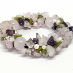 Tender Love, Luxury Set - Bracelet, Earrings and Necklace with Rose Quartz, Peridot, Pearl, Amethyst - Image 15