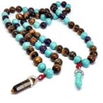 Prayer Beads, Fantasy, Tiger's Eye, Amethyst, Turquoise, 12 mm - Image 4