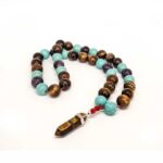 Prayer Beads, Fantasy, Tiger's Eye, Amethyst, Turquoise, 12 mm - Image 2