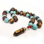 Prayer Beads, Fantasy, Tiger's Eye, Amethyst, Turquoise, 12 mm - Image 3