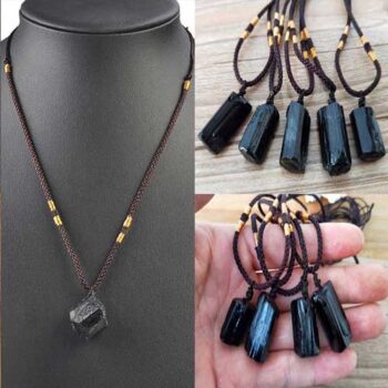 Arwen pendant, Black Tourmaline, with sliding knot
