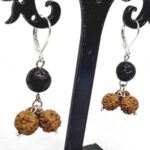 Eyes of the Himalayas, Rudraksha and Lava Stone earrings
