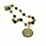 Natural Energy necklace with mandala, Rudraksha and Lava Stone - Image 2