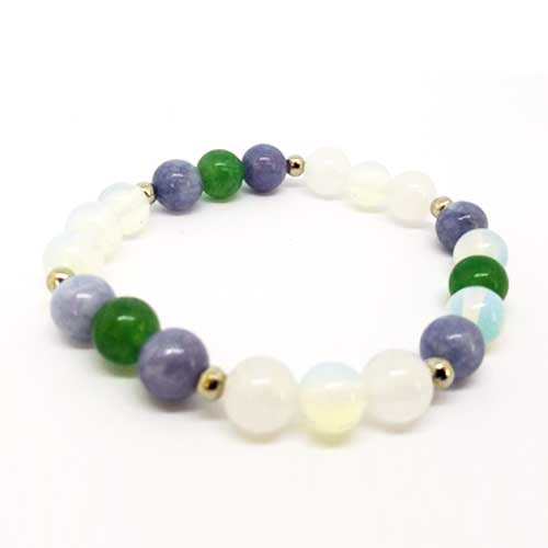 ruchno-izraboteni-grivni-zodia-rak-lunen-kamuk-avanturin-akvamarin-jadeit-10777030-1 Cancer Zodiac Sign, Handmade Natural Stone Bracelet, 8 mm. - Image 1