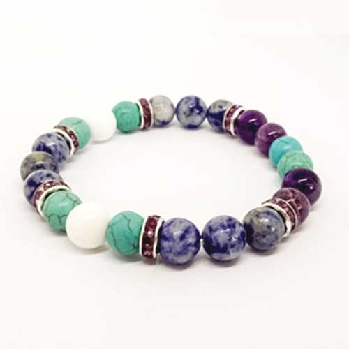 ruchno-izraboteni-grivni-zodia-vodolej-jadeit-ahat-turkoaz-ametist-10777037-4 Aquarius Zodiac, Handmade Bracelet with Natural Stones, 8 mm - Image 1