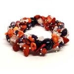 Cassiopeia, Luxury Set - Bracelet, Earrings and Necklace, Coral, Amethyst and Rose Quartz - Image 15