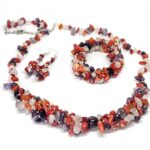 Cassiopeia, Luxury Set - Bracelet, Earrings and Necklace, Coral, Amethyst and Rose Quartz - Image 3
