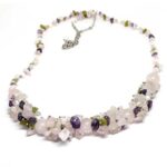 Tender Love, Luxury Set - Bracelet, Earrings and Necklace with Rose Quartz, Peridot, Pearl, Amethyst - Image 7