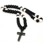 Ether, Men's Necklace, Hematite Cross, Natural Stone Beads - Image 2