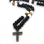 Ether, Men's Necklace, Hematite Cross, Natural Stone Beads - Image 8