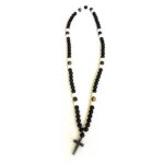 Ether, Men's Necklace, Hematite Cross, Natural Stone Beads - Image 3