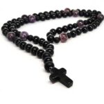 Hector, Men's Necklace with Onyx Cross, Natural Onyx and Amethyst - Image 10