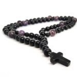 Hector, Men's Necklace with Onyx Cross, Natural Onyx and Amethyst