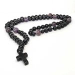 Hector, Men's Necklace with Onyx Cross, Natural Onyx and Amethyst - Image 4