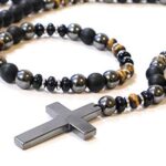 Volcano, men's necklace and bracelet set, natural stones - Image 2