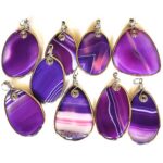 Persephone, Necklace with Agate Pendant, Amethyst, Steel Chain - Image 3
