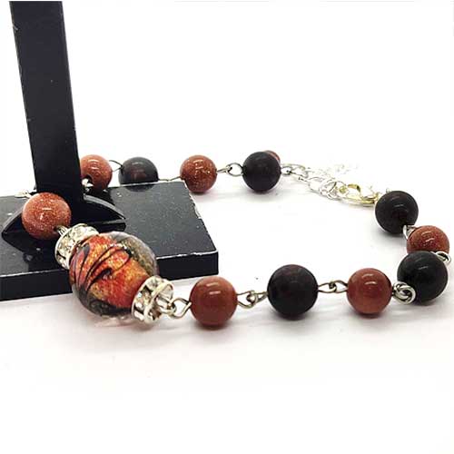 hryvnia-science-heliotrope-adventure3 Veda – Designer Bracelet with Heliotrope and Goldstone - Image 1