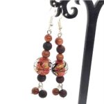 Veda – Designer Earrings with Heliotrope and Goldstone