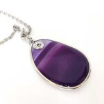 Persephone, Necklace with Agate Pendant, Amethyst, Steel Chain - Image 8