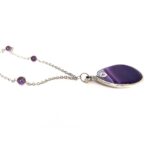 Persephone, Necklace with Agate Pendant, Amethyst, Steel Chain - Image 4