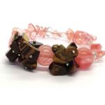 Leyla, Designer Bracelet with Natural Stones, Tiger's Eye and Cherry Quartz
