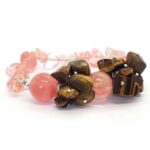Leyla, Designer Bracelet with Natural Stones, Tiger's Eye and Cherry Quartz - Image 2