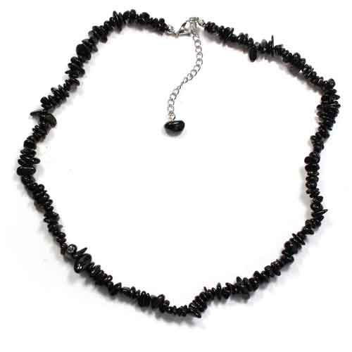 cheren-turmalin-gerdan2 Black Tourmaline, Medium 5-7 mm Chips, Handmade Necklace - Image 1