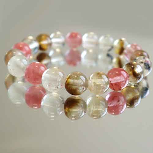 grivna-turmalin-10mm4 Cherry Quartz, Handmade Bracelet - Image 1