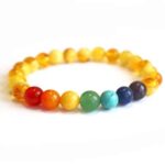 Chakra Balancing Bracelet with Natural Stones and Amber (Synthetic)