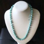 Lightness, Turquoise 10 mm Necklace, Knots and “Shamballa” Style Finish