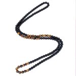 Aker, Men’s Necklace, Tiger’s Eye and Onyx – 8 or 10 mm Natural Stone Beads - Image 3