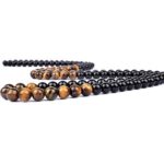 Aker, Men’s Necklace, Tiger’s Eye and Onyx – 8 or 10 mm Natural Stone Beads - Image 4
