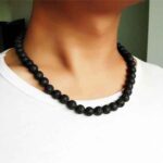 Strength, Men’s Necklace, Volcanic Stone (Lava), 8 mm Natural Stone Beads