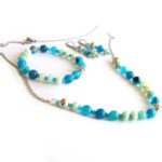 Blue Mystery, designer set - bracelet, earrings and necklace - Agate and Amazonite - Image 6