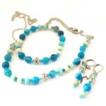Blue Mystery, designer set - bracelet, earrings and necklace - Agate and Amazonite - Image 4