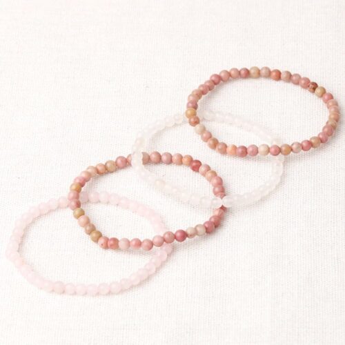 Tenderness, set of 4 very delicate bracelets, Rose Quartz, Rhodonite, Milky Quartz - Image 5