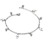 Stainless steel anklet with dangling charms, in several variations