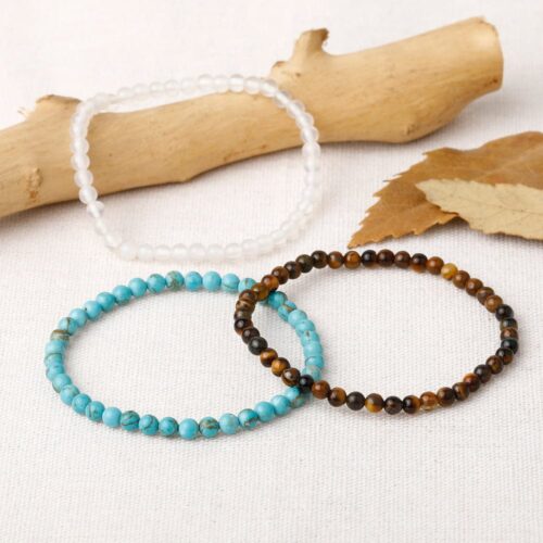Harmony and Success, set of Three bracelets, Tiger’s Eye, Turquoise and Milky Quartz - Image 3