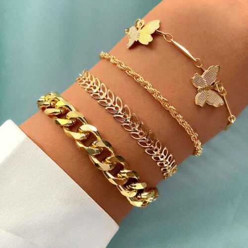 4 Modern Charm Bracelets - for Ankle or Wrist in Gold Tone - Image 7