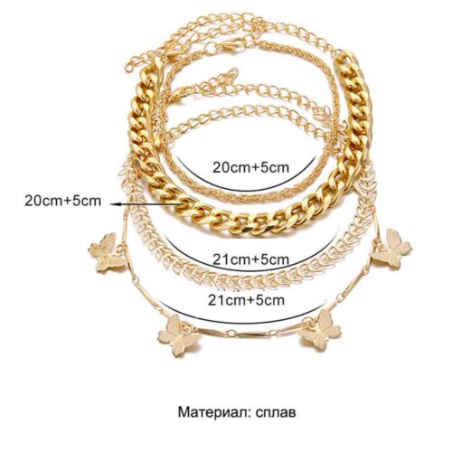 4 Modern Charm Bracelets - for Ankle or Wrist in Gold Tone - Image 4