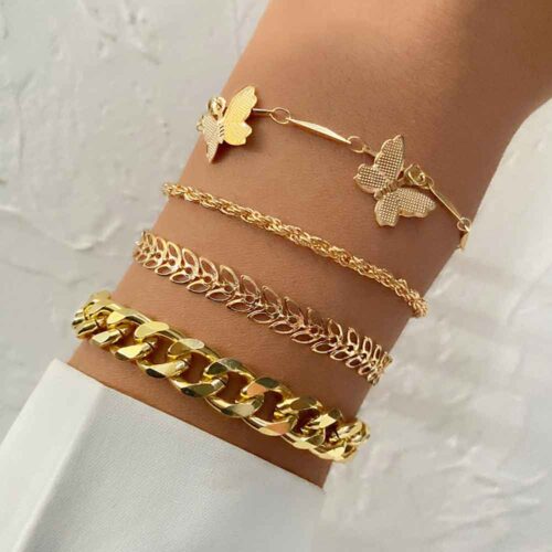 4 Modern Charm Bracelets - for Ankle or Wrist in Gold Tone - Image 3