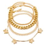 4 Modern Charm Bracelets - for Ankle or Wrist in Gold Tone - Image 5